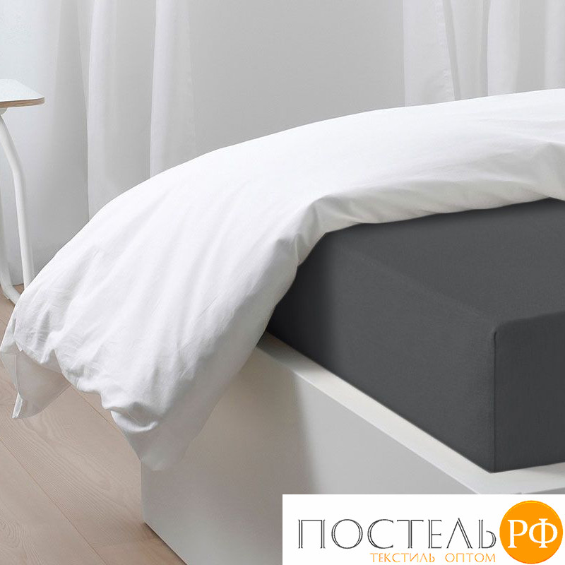Простынь на резинке трикотажная 160x200x20 антрацит