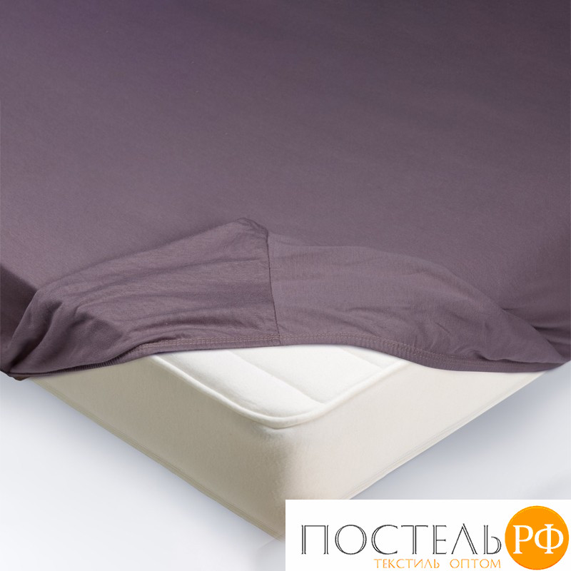 Простынь на резинке 160x200x20трикотажная цвет бузина