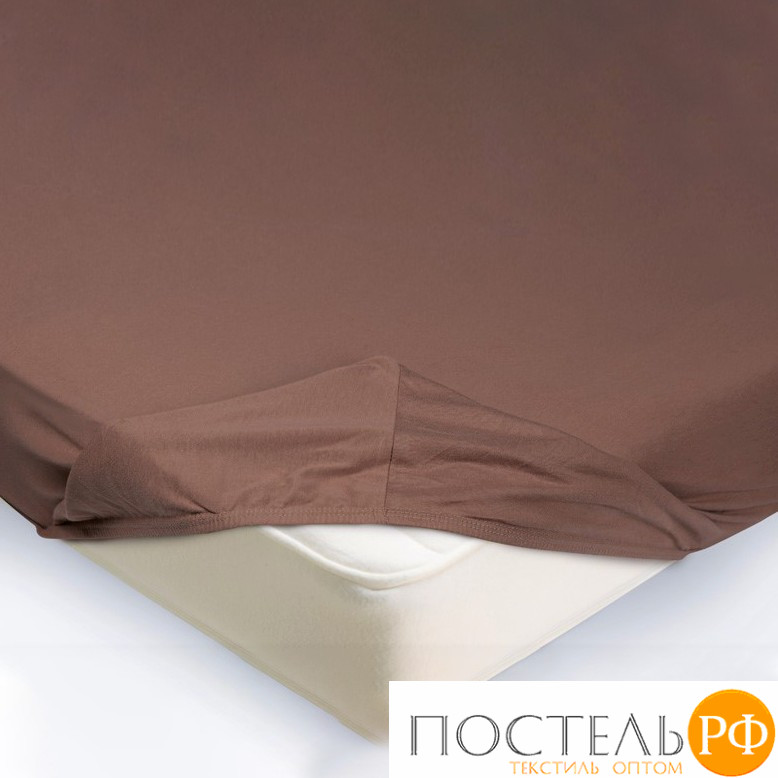 Простынь на резинке 160x200x20трикотажная цвет светло-коричневый