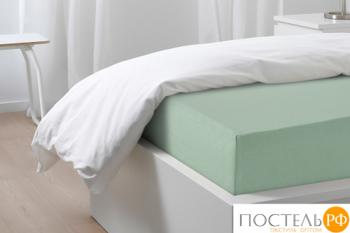 Простынь на резинке трикотажная 140x200x20 оливковый