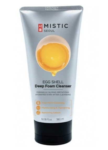 MISTIC EGG SHELL White & Yolk Deep Foam Cleanser Глубокоочищающая пенка для умывания с мембраной яичной скорлупы и липидами яичного желтка 180мл