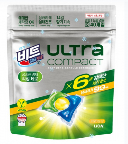 LION Beat Zero Ultra Indoor(Chamomile) Средство для стирки жидкое в капсулах 40шт