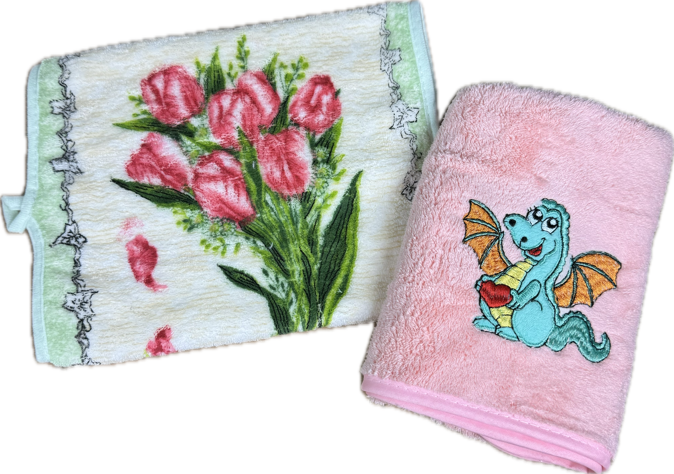 Набор полотенец микрофибра ВЕСЕННИЕ ЦВЕТЫ 2 пр р-р 25х50 и 35х75