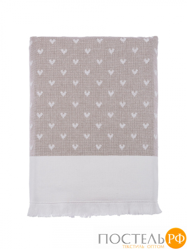 T1211T10090105 Полотенце Tivolyo Home HEARTS жаккард бежевый 50X100