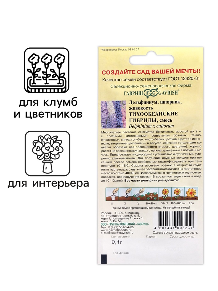 Семена цветов Дельфиниум