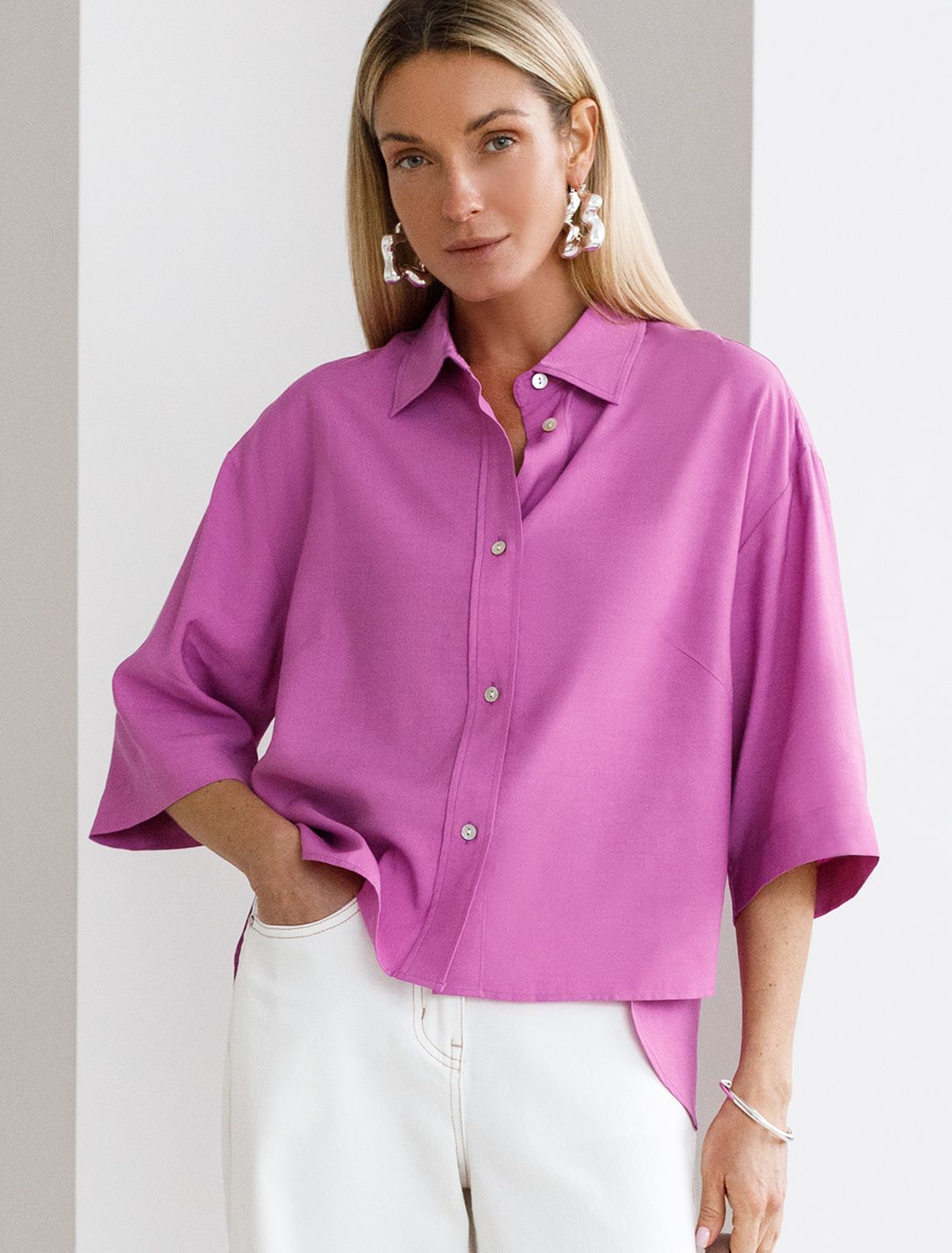 Блузка из премиальной вискозы и лиоцелла D29.257 фуксия