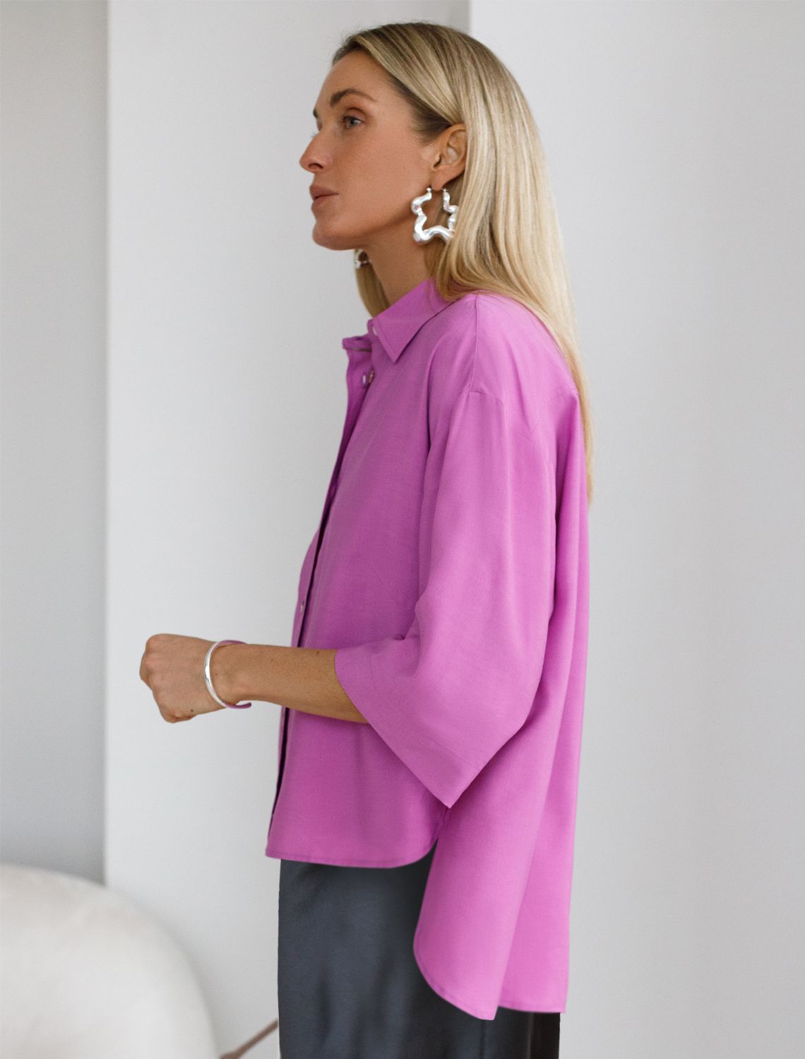 Блузка из премиальной вискозы и лиоцелла D29.257 фуксия