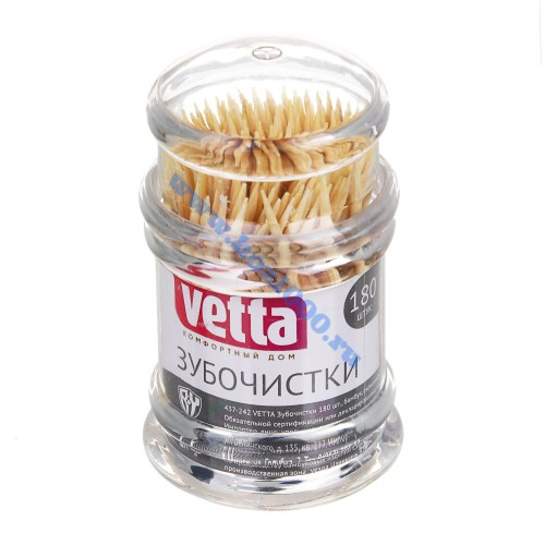 Зубочистки Vetta 180шт. №437242 (10 банок)