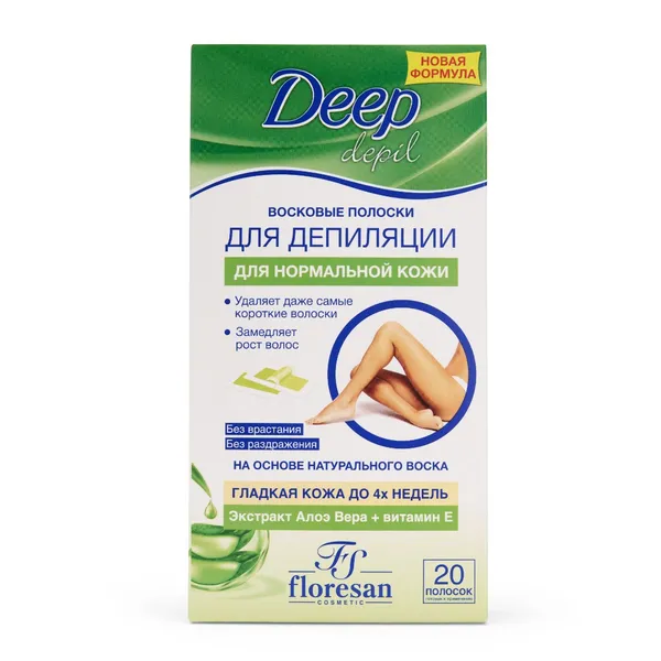 Ф-485/485а Восковые полоски для депиляции нормал. кожи с Алоэ вера (20шт)