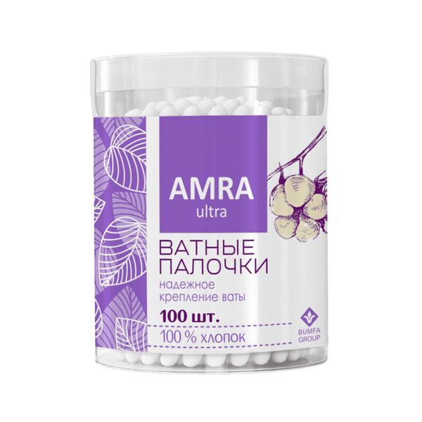 Бумфа Групп AMRA Ватные палочки 100шт (цилиндр). (24)