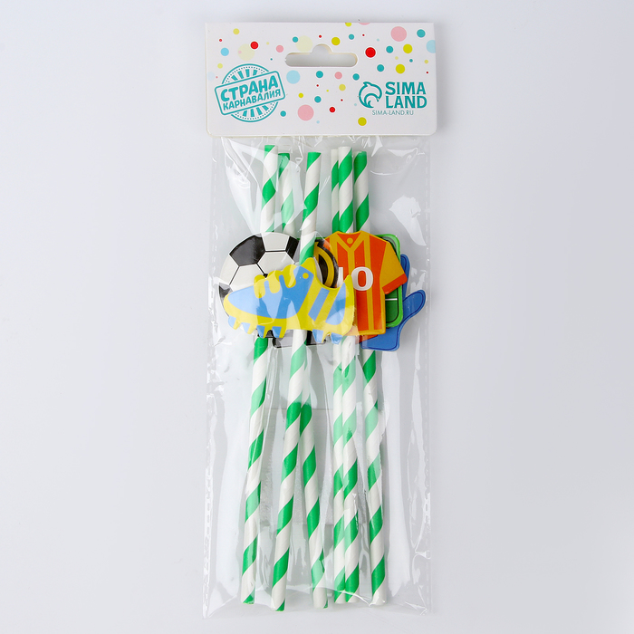 Трубочки для коктейля «Футбол», набор 6 шт.