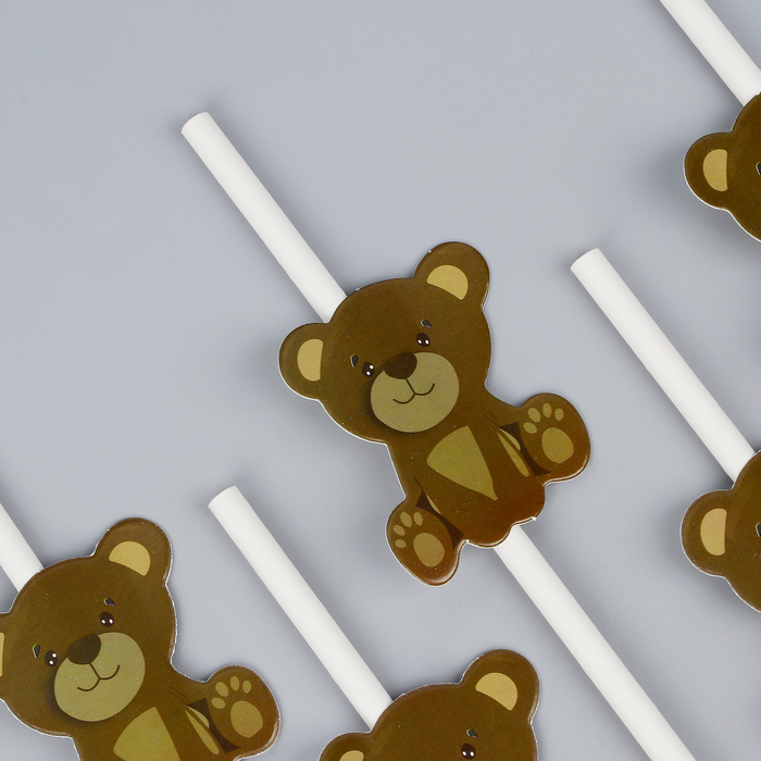 Трубочки для коктейля «Медвежата», набор 6 шт.