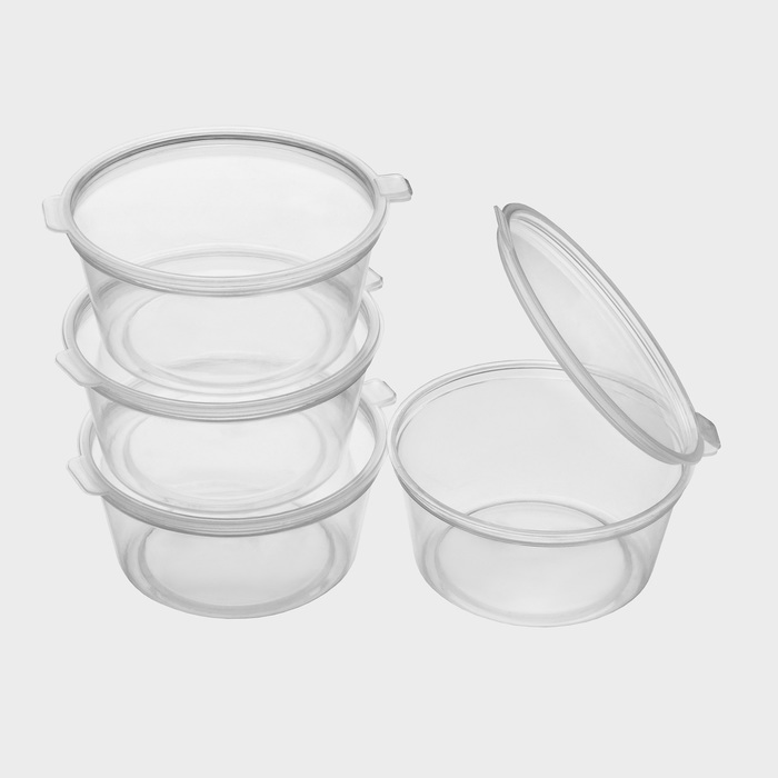 Соусник одноразовый, 80 мл, пластик, с неразъёмной крышкой, прозрачный