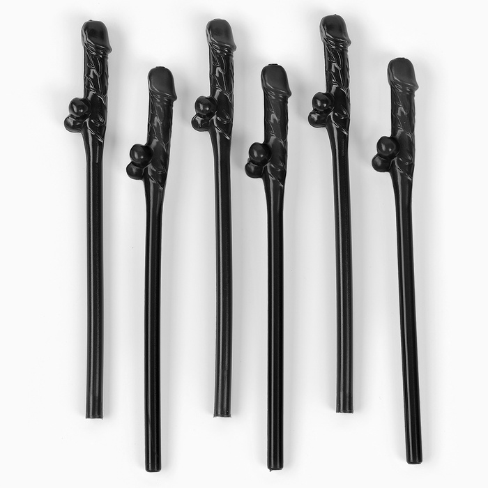 Трубочки для коктейлей чёрные 18+, 6 шт