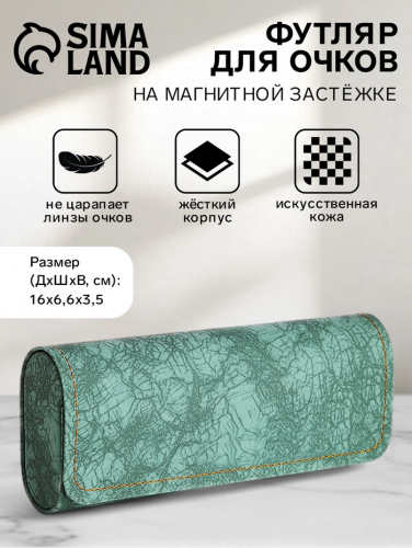 Футляр для очков на магните, длина 16 см, цвет зелёный