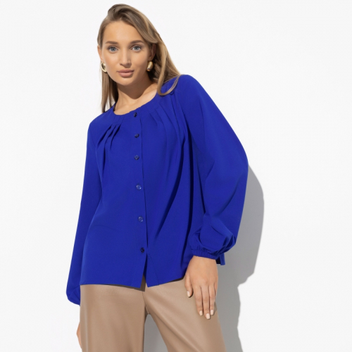 Ст.цена 1490р. Блуза на пуговицах, Миг совершенства (electric blue) 00000010028 Синий