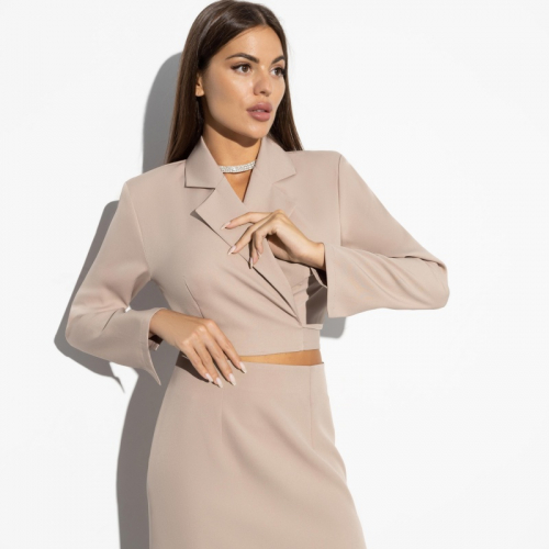 Ст.цена 1350р. Жакет на запах, Стильная сенсация (beige) 00000009161 Бежевый