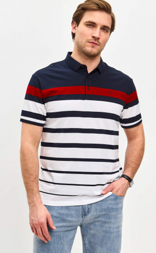 Футболка-поло F511-07-608 d.blue-red