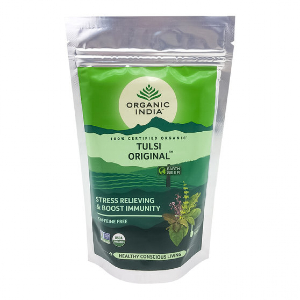 ORGANIC INDIA Tulsi Organic tea Травяной чай Тулси для профилактики работы центр. нервной системы и дыхат. путей 100г