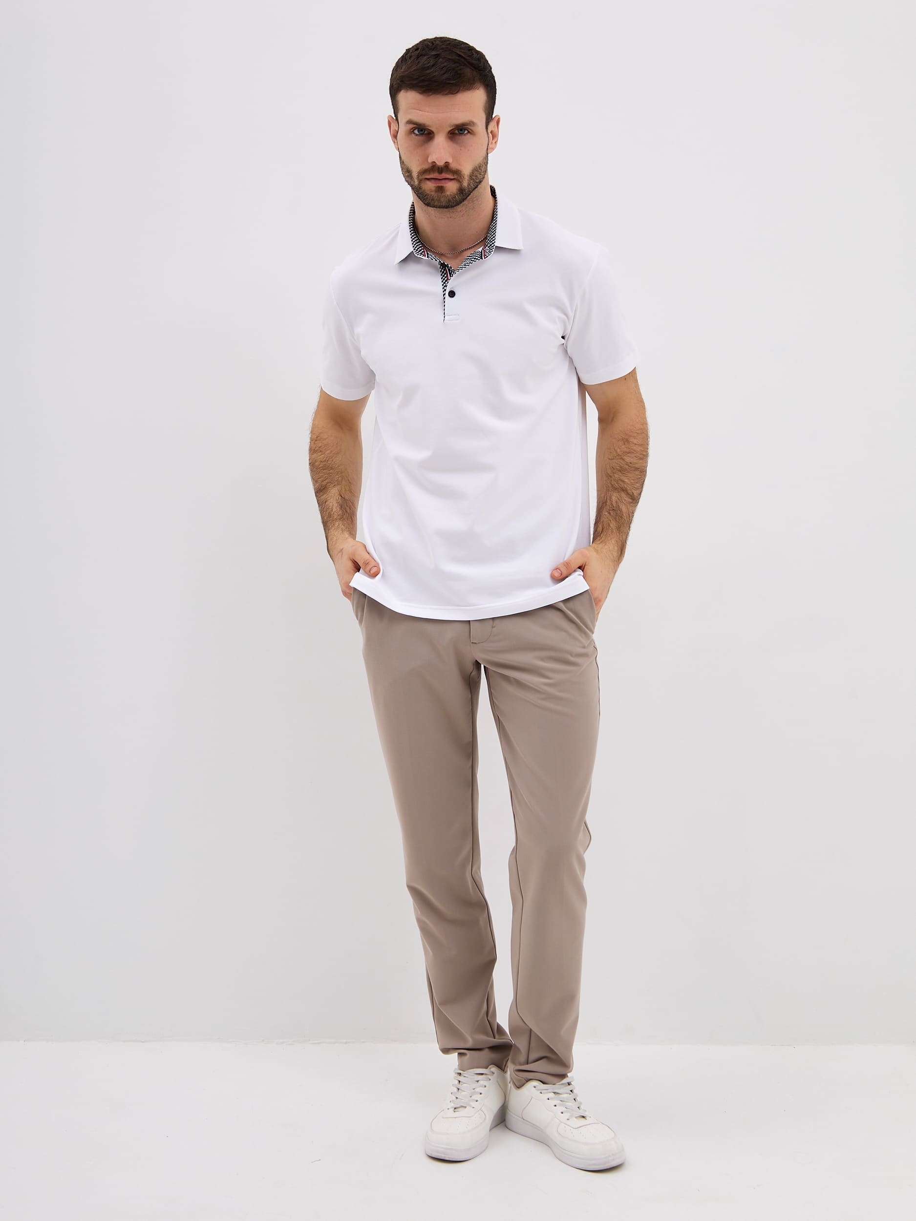 Джемпер мужской с воротником поло короткий рукав GREG G144-KO1246T-SAS500-1 (белый)