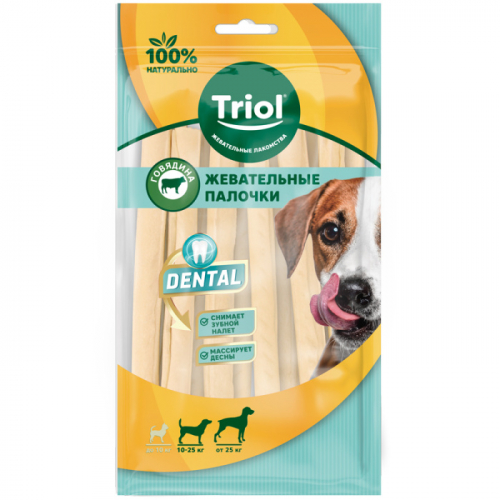Triol Палочки жевательные DENTAL белые, 15 см, 120-160 г (уп.8шт.) 