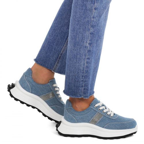 Женские кроссовки из денима TENDANCE Артикул 3886984, голубой