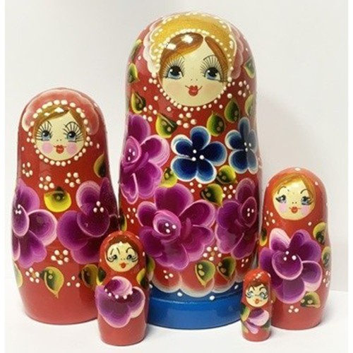 Дер. Матрешка 5 в 1 средняя Цветы,  Эскиз 17, Разноцветы М05140317 в Нижнем Новгороде