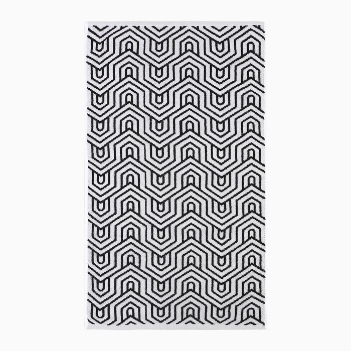 Полотенце махровое Этель Ornament чёрный, 50×90 см, 100% хлопок, 420 г/м², чёрно-белое