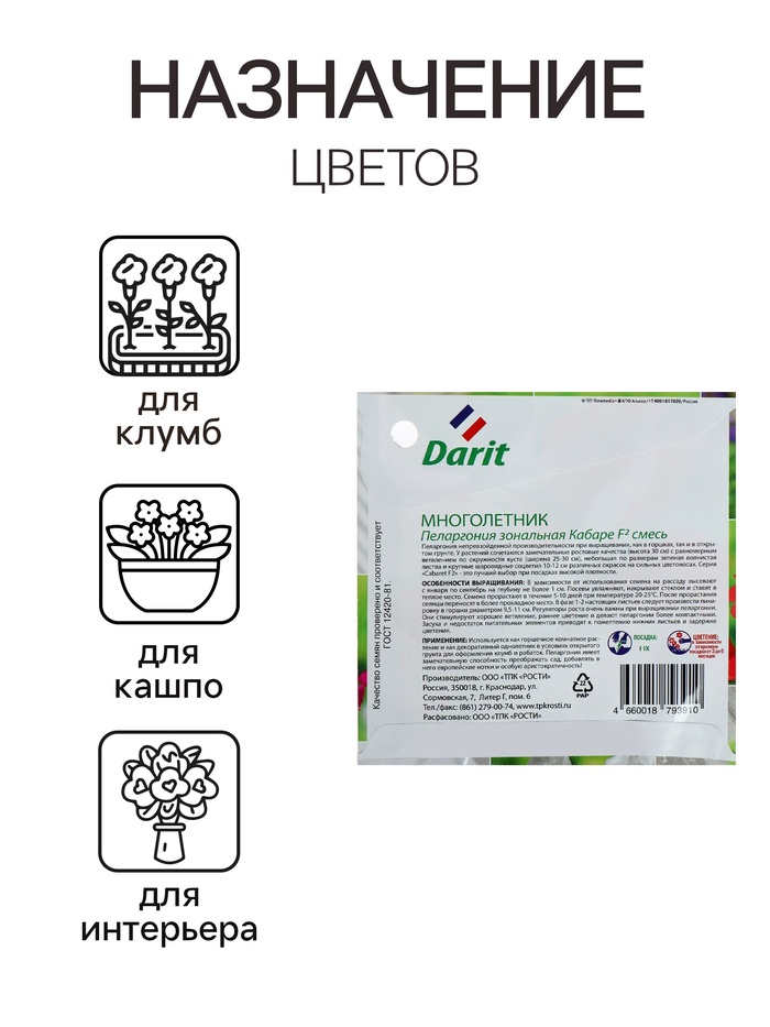 Семена цветов Пеларгония