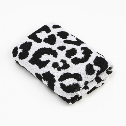 Полотенце махровое Этель Leopard, 50×90 см, 100% хлопок, 420 г/м², чёрно-белое