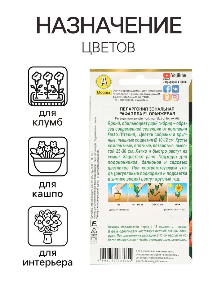 Семена цветов Пеларгония