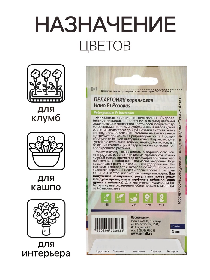 Семена цветов Пеларгония