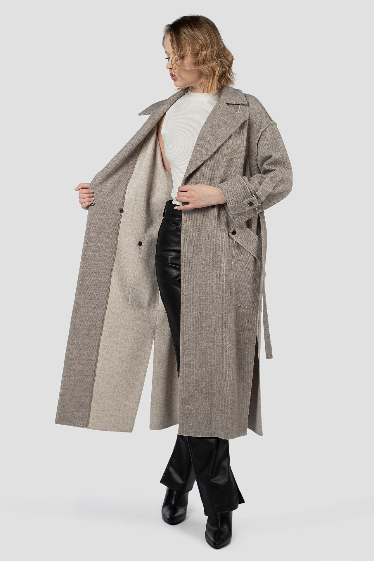 01-12152 Пальто женское демисезонное (пояс)