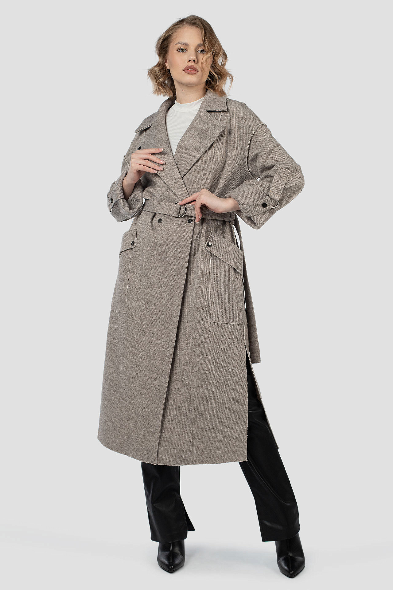 01-12152 Пальто женское демисезонное (пояс)