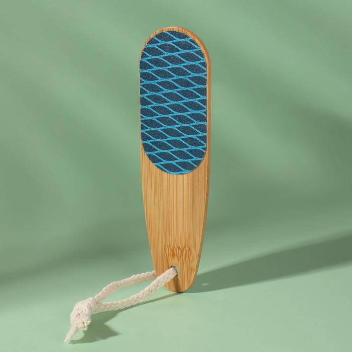Пилка для пяток BAMBOO, наждачная, двусторонняя, с подвесом, 18 см, бамбуковая