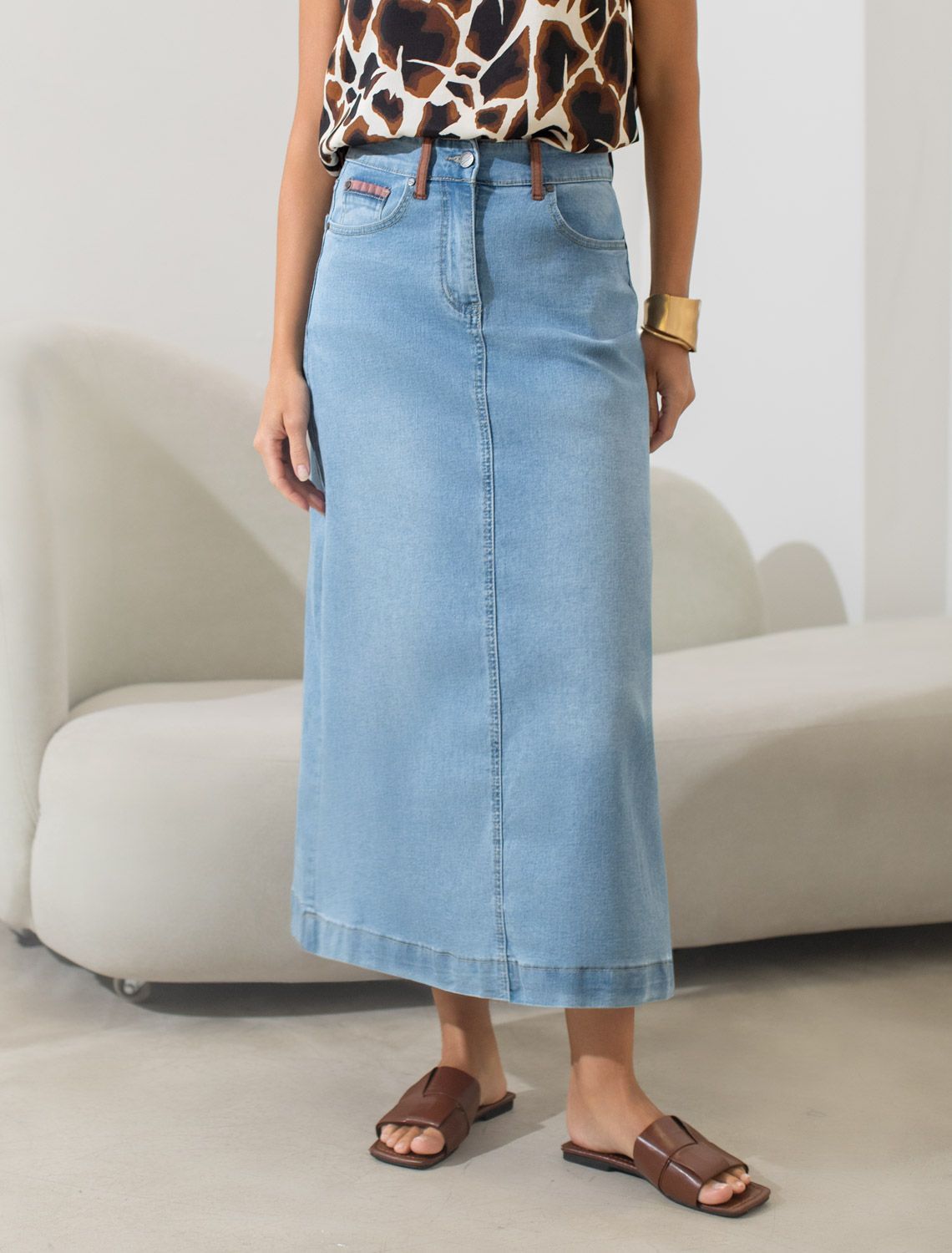 Юбка А-силуэта из эластичного денима D56.060 синий