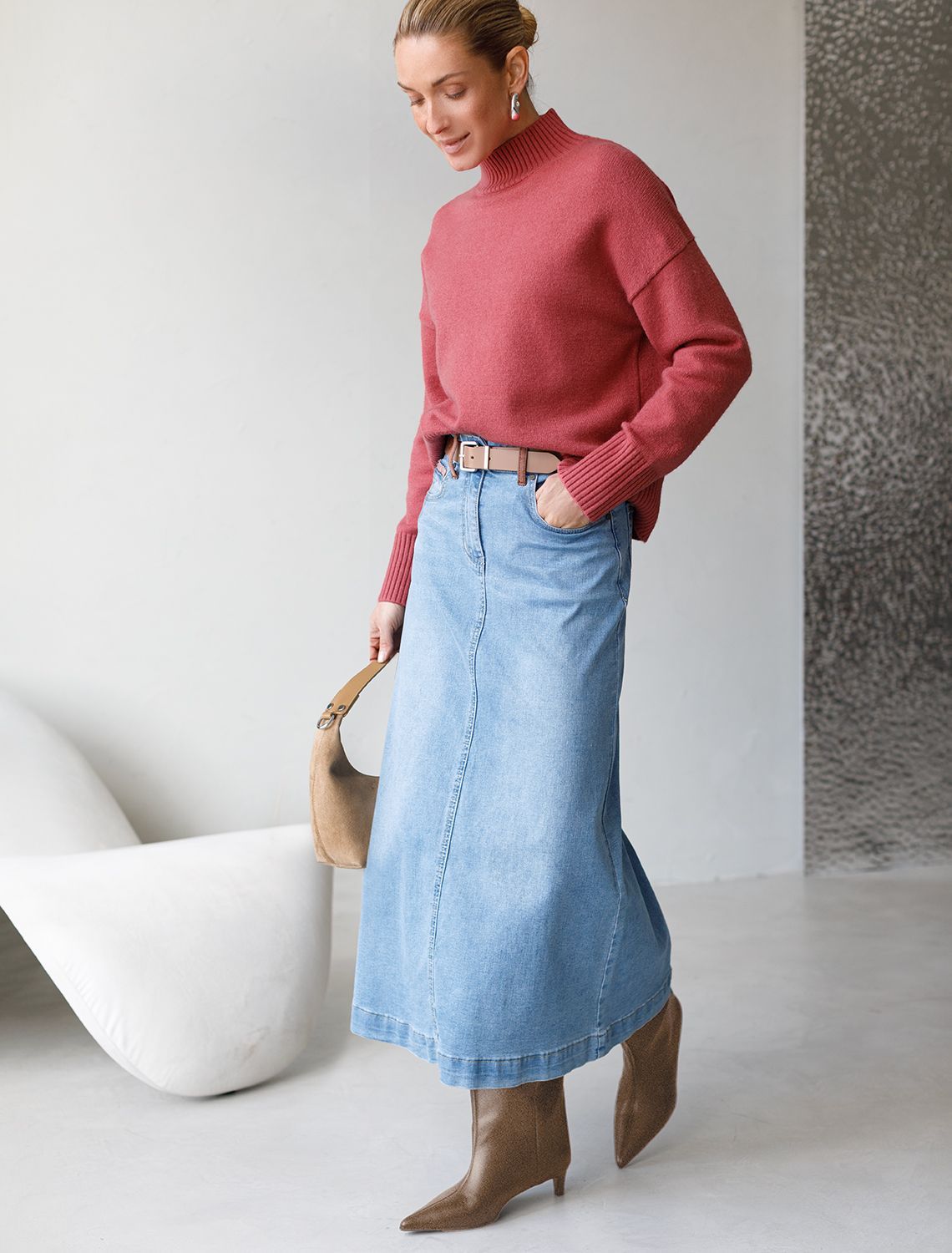 Юбка А-силуэта из эластичного денима D56.060 синий