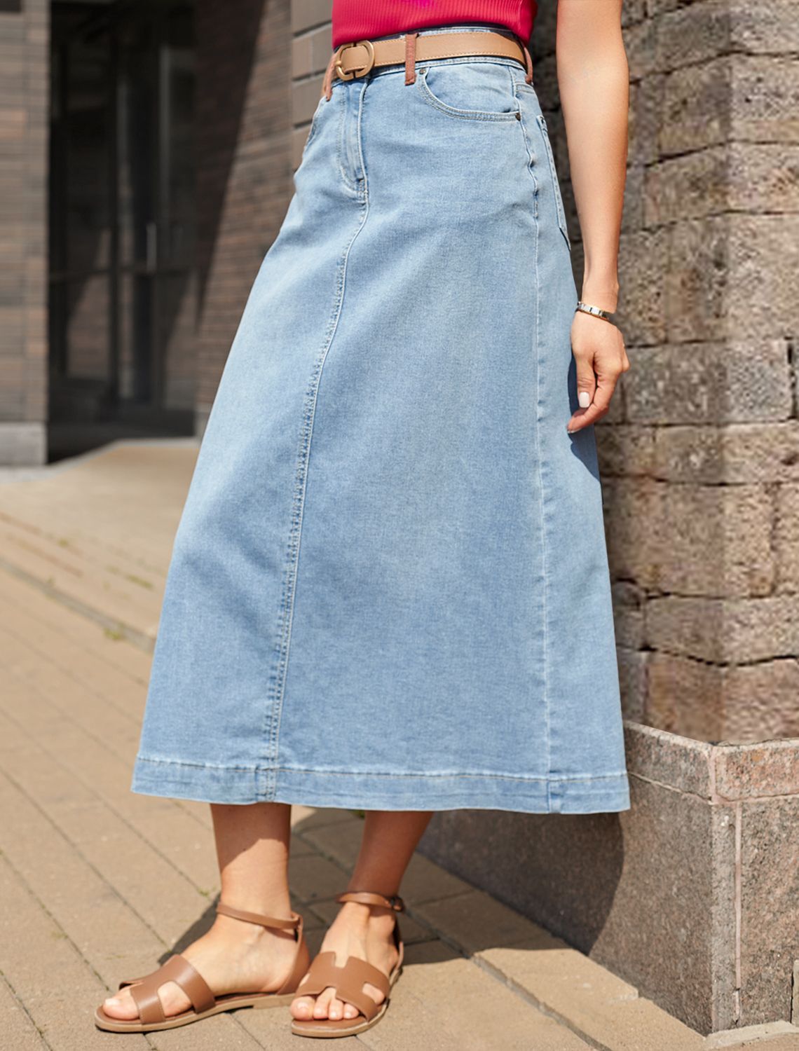 Юбка А-силуэта из эластичного денима D56.060 синий