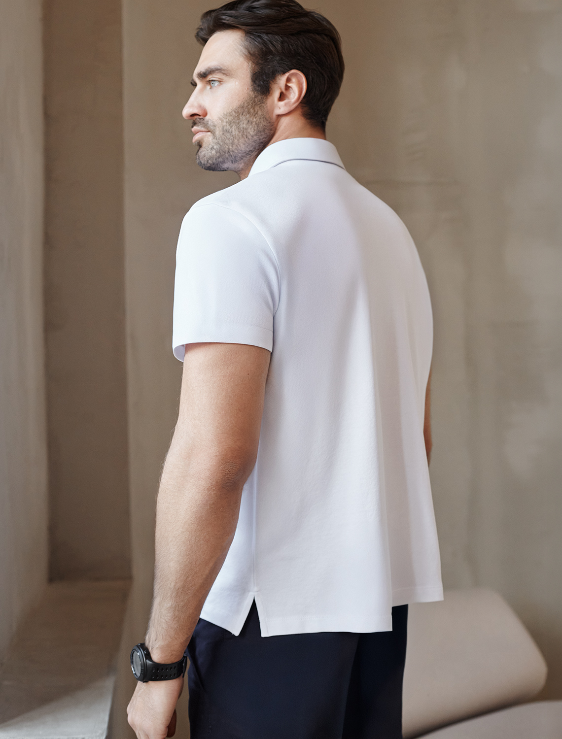 Поло из фактурного хлопка с эластаном U49.030 белый