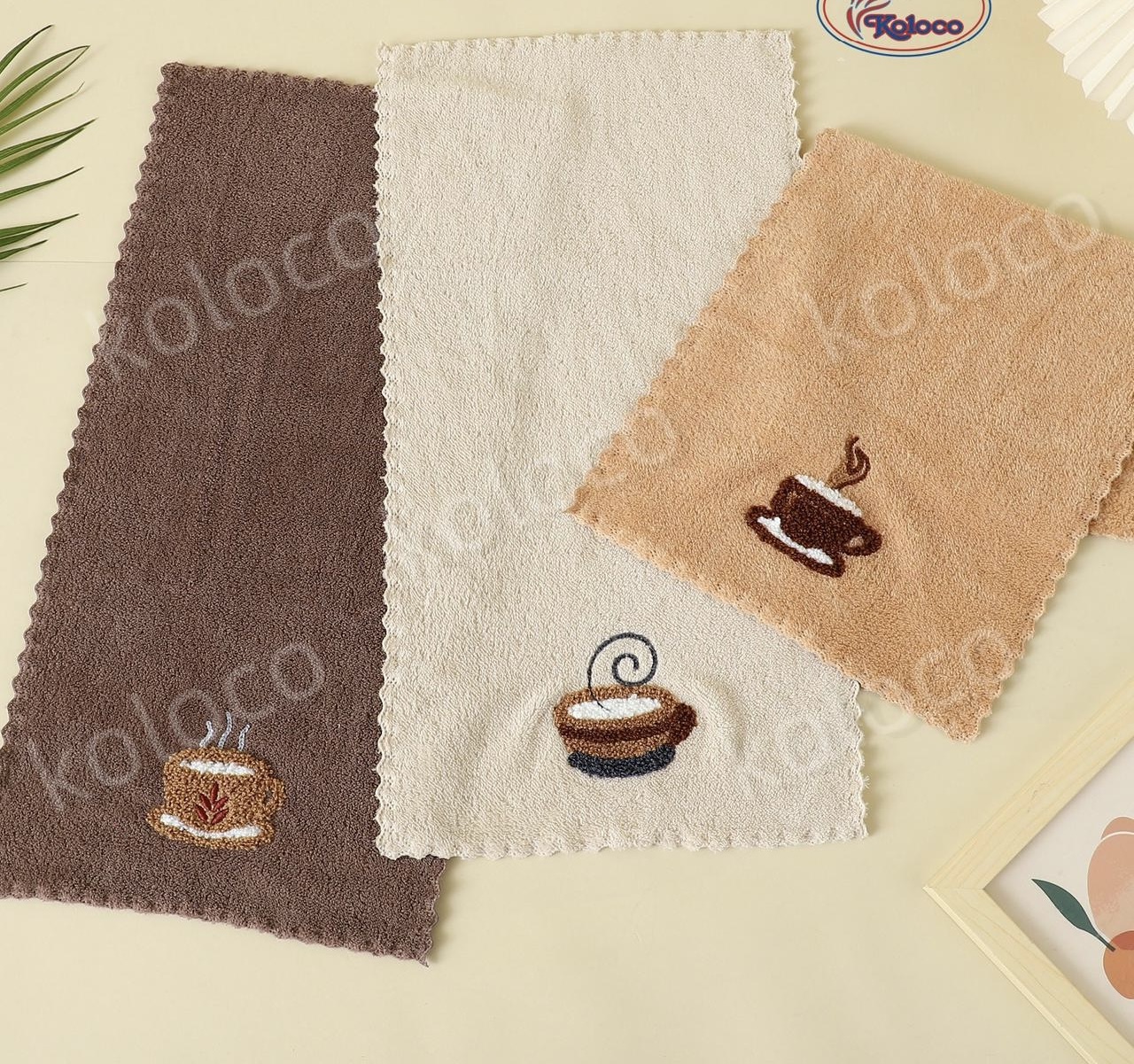 Полотенце микрофибра 98 - 582 КОФЕ НАШИВКА (20 шт) р-р 25х50