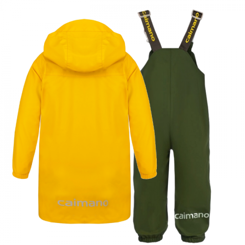 Непромокаемый детский костюм дождевик CLAMZ, желтый-хаки 070-380