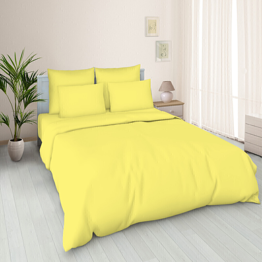 Пододеяльник евро поплин однотонный (210*225) Реноме 210*225, лимонный крем (арт.02/110)