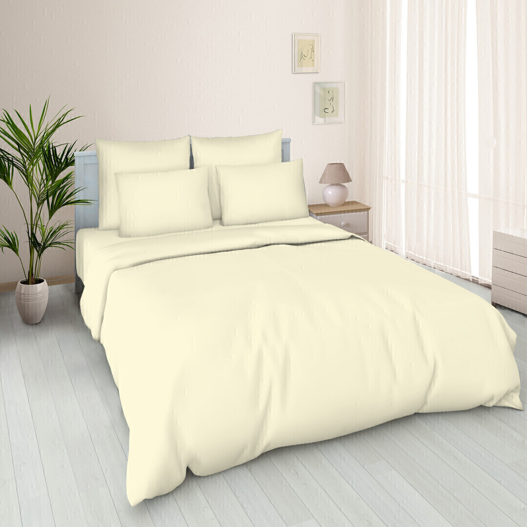 Пододеяльник евро поплин однотонный (210*225) Реноме 210*225, сливочный (арт.02/110)