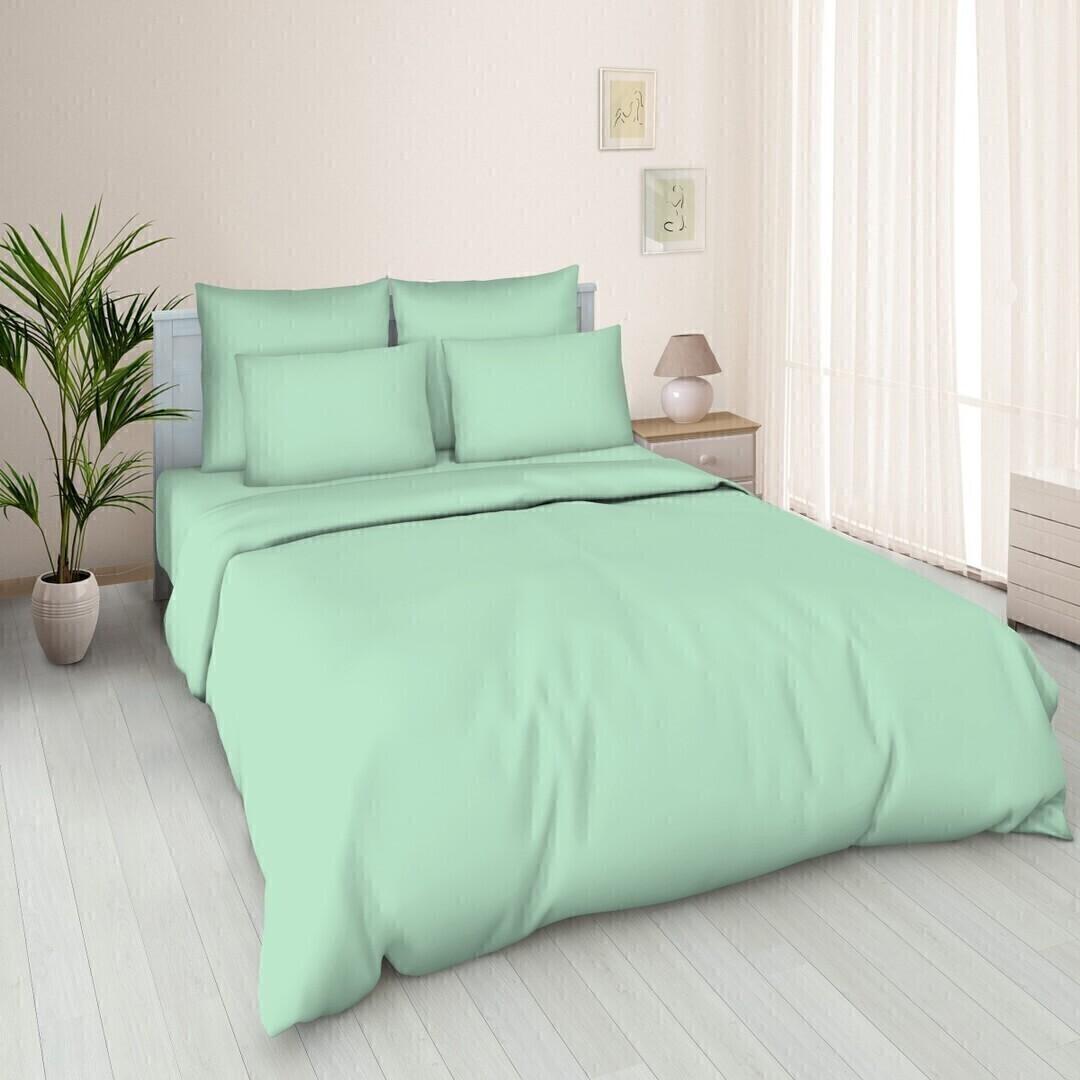 Пододеяльник евро поплин однотонный (210*225) Реноме 210*225, мятный (арт.02/110)