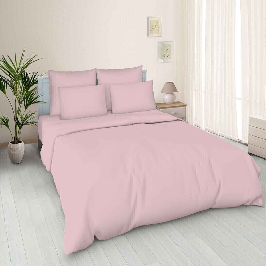 Пододеяльник евро поплин однотонный (210*225) Реноме 210*225, пудровый розовый (арт.02/110)