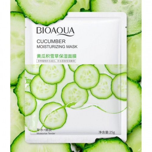 Тканевая маска для лица BIOAOUA Cucumber Moisturizing Mask с экстрактом огурца, 25 гр.