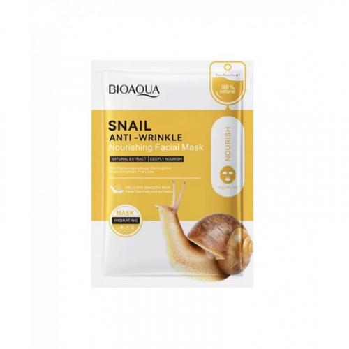 Маска для лица с муцином улитки и гиалуроновой кислотой Bioaqua snail anti-wrinkle, 30 гр.