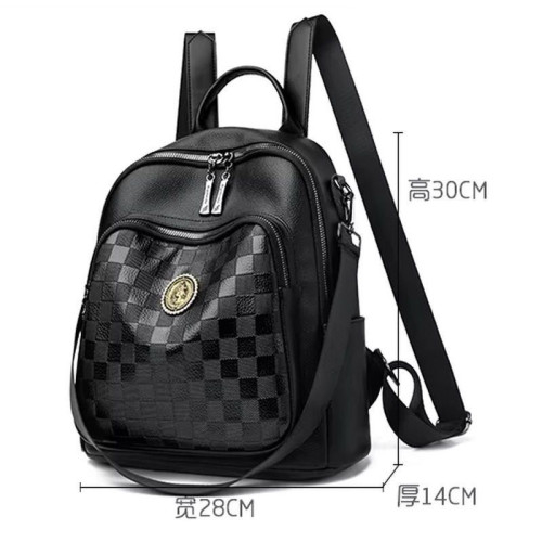 Женский кожаный рюкзак-сумка B036 BLACK