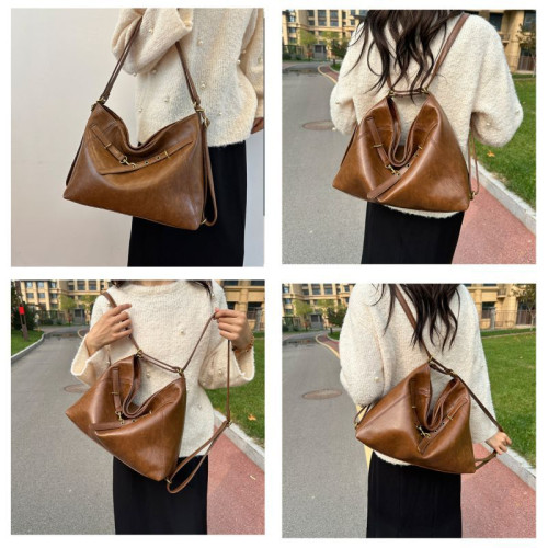 Женская кожаная сумка-рюкзак 7807 BROWN