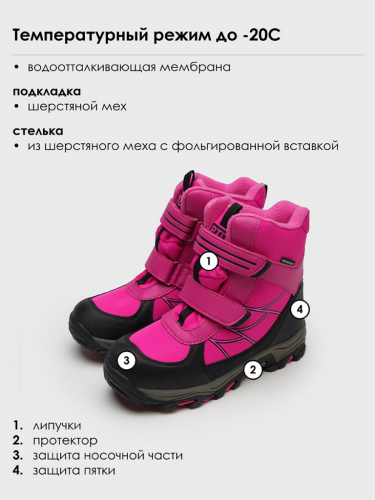 Ст.цена 3216р. Ботинки PLAYTODAY 32421807 Фуксия,Черный